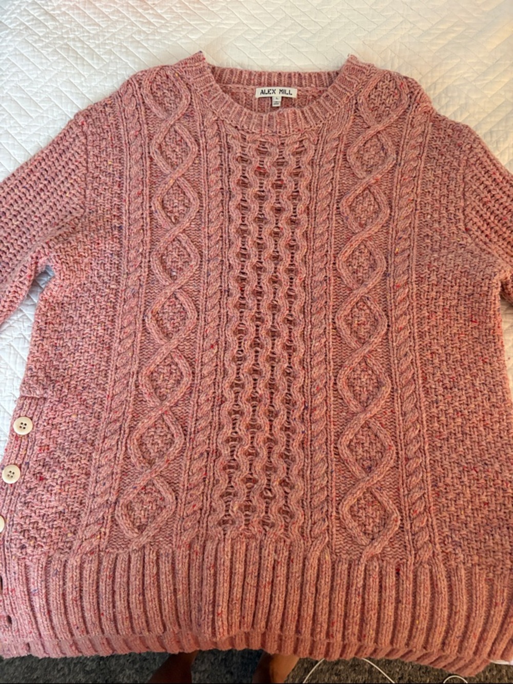 Alex Mill Dusty Rose Cable Knit Crewneck Sweater
